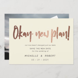 Minimalistiskt modernt skript två foton spara datu inbjudningar