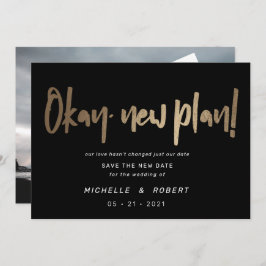 Minimalistiskt modernt skript två foton spara datu inbjudningar