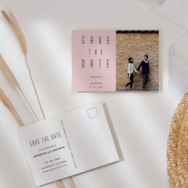 Minimalistiskt, modernt skriptfoto spara datum vykort (Skapare uppladdad)