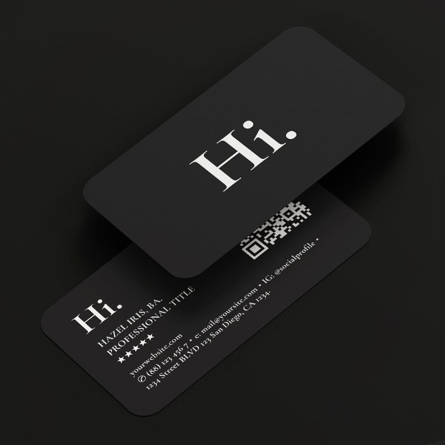 Minimalistiskt, modernt, svart Initialer, vitt QR Visitkort (Minimalist Modern Monogram Initials Black White QR Business Card
)