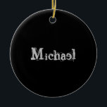 Minimalistiskt, modernt, svart namn-vitt julgransprydnad keramik<br><div class="desc">Minimalistiskt,  modernt monogram svart namn vitt. Anpassningsbart eget namn på ett svart färg.</div>