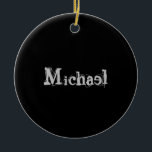 Minimalistiskt, modernt, svart namn-vitt julgransprydnad keramik<br><div class="desc">Minimalistiskt,  modernt monogram svart namn vitt. Anpassningsbart eget namn på ett svart färg.</div>