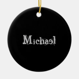 Minimalistiskt, modernt, svart namn-vitt julgransprydnad keramik