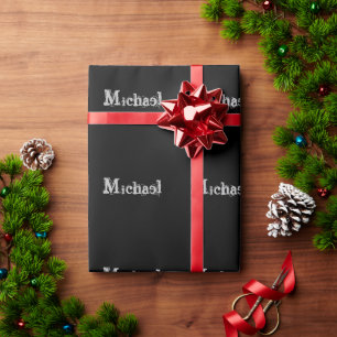 Minimalistiskt, modernt, svart namn-vitt presentpapper