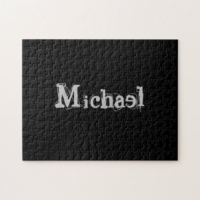 Minimalistiskt, modernt, svart namn-vitt pussel (Horisontell)