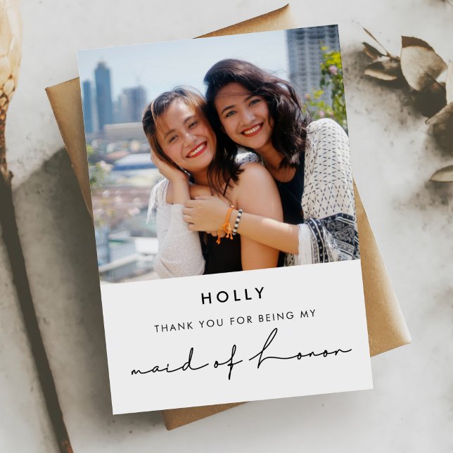 Minimalistiskt, modernt tackkort för Maid of honor Inbjudningar (Skapare uppladdad)