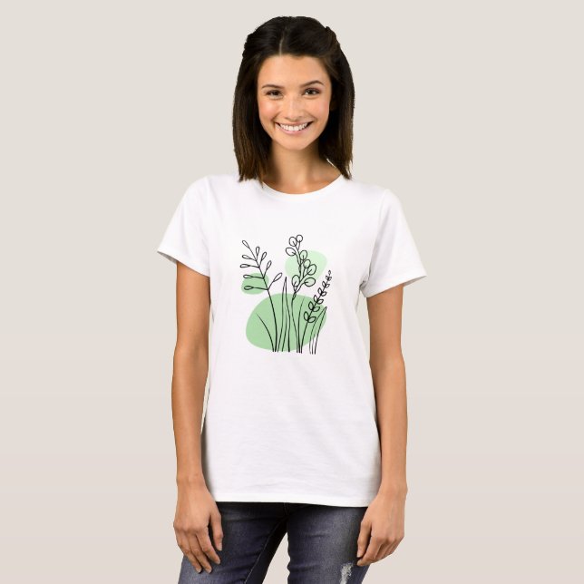 Minimalistiskt modernt Trendig botaniskt T Shirt (Hel framsida)