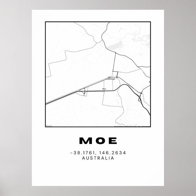 Minimalistiskt Moe Karta med koordinater Poster (Framsidan)