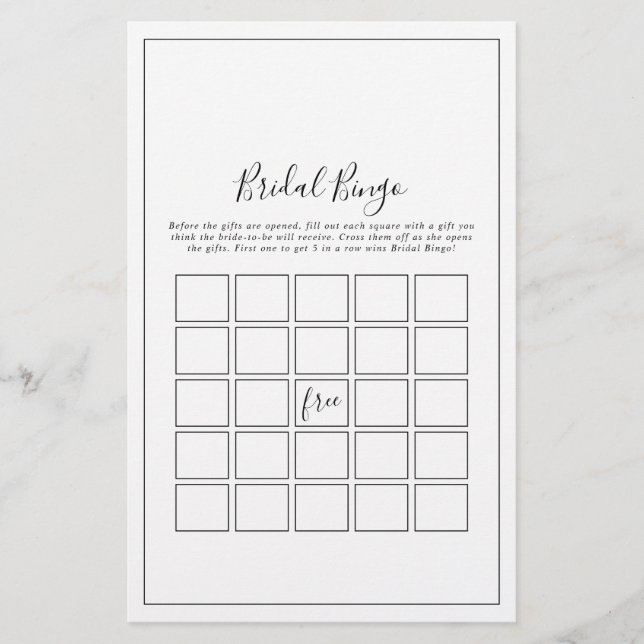 Minimalistiskt Möhippa-Bingo-spel Flygblad (Framsidan)