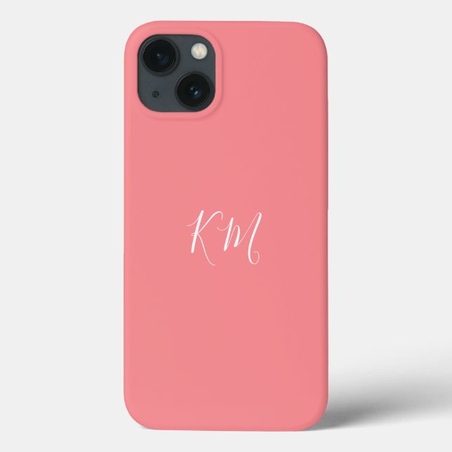 Minimalistiskt mongram initialer rosa Phone Case (Baksida)