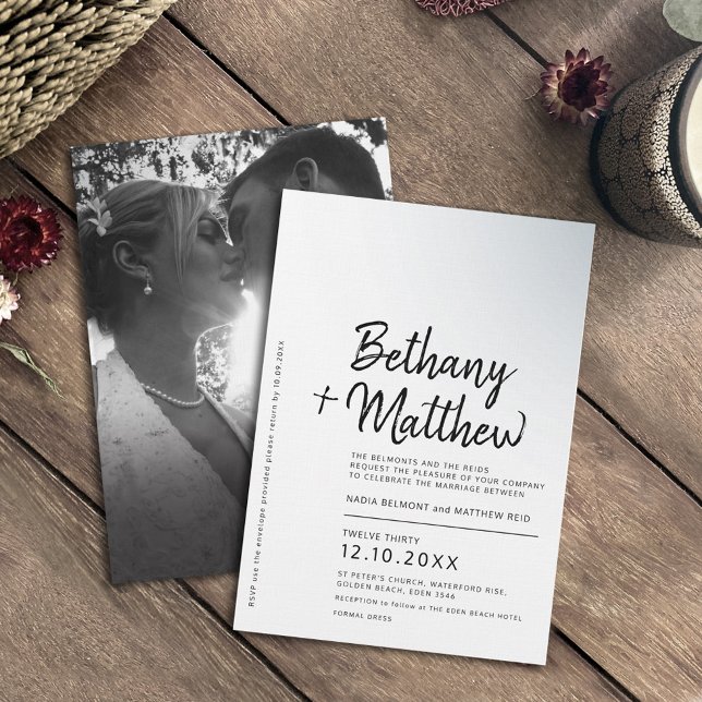 Minimalistiskt mono-kalligrafi-skript bröllop inbjudningar (Skapare uppladdad)