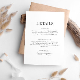 Minimalistiskt monogram Bröllop-informationskort Inbjudningar