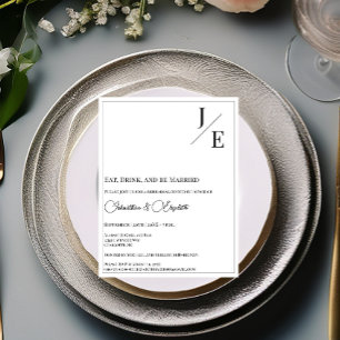 Minimalistiskt monogram Bröllop Rehearsal Dinner W Inbjudningar