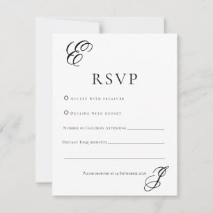 Minimalistiskt Monogram Bröllop RSVP-kort OSA Kort