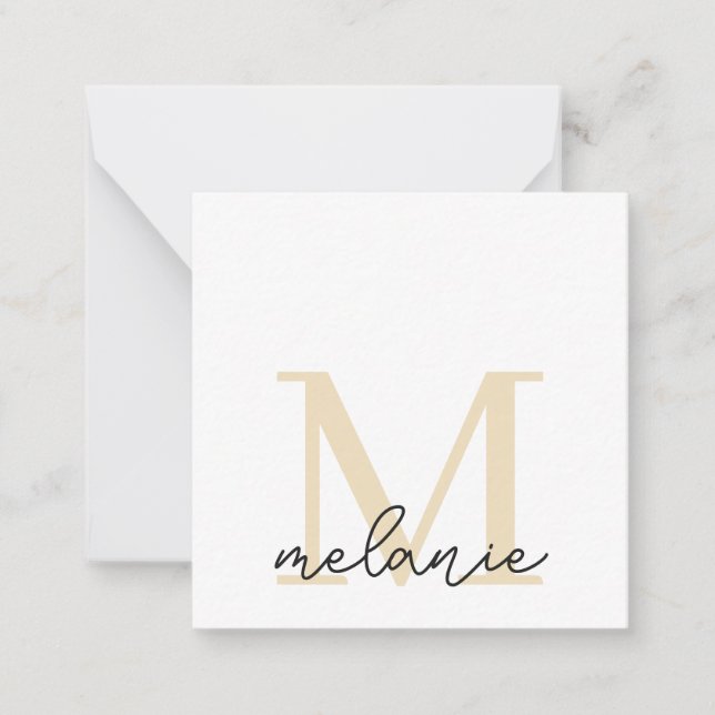 Minimalistiskt monogram-Chic lätt Guld-platta ante Anteckningskort (Framsida)