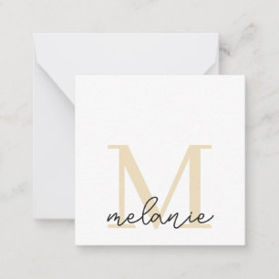 Minimalistiskt monogram-Chic lätt Guld-platta ante Anteckningskort