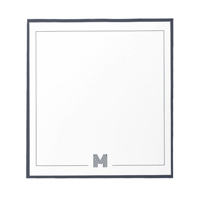 Minimalistiskt monogram dubbelkant brevpapper anteckningsblock (Framsida)