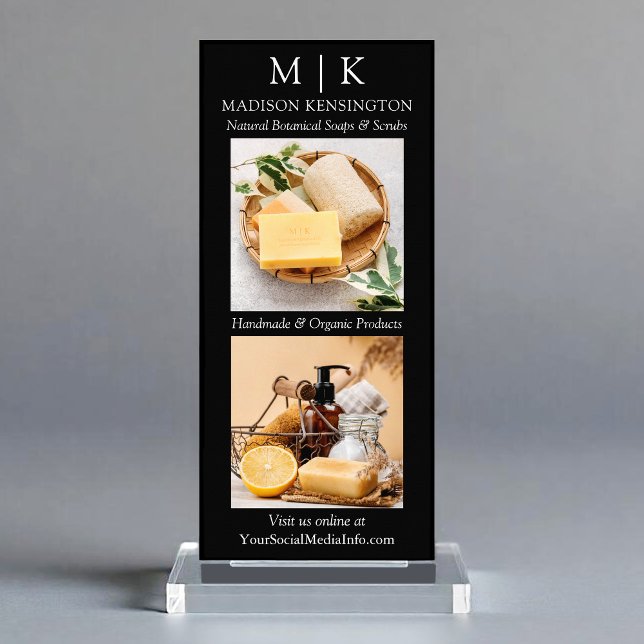 Minimalistiskt monogram eller lägg till affärsfoto reklamkort (Customize to change text size, color or to add more text or photos to back of card.)