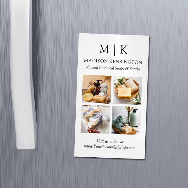 Minimalistiskt monogram eller Lägg till Logotyp 4- Magnetiska Visitkort (Edit to Customize text, colors and more)