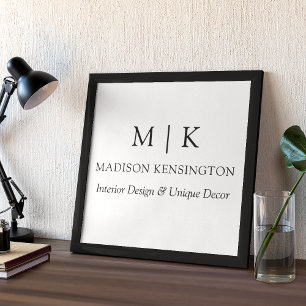 Minimalistiskt monogram eller Lägg till Logotyp Bu Poster