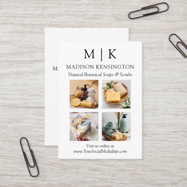 Minimalistiskt Monogram eller Lägg till Logotyp Bu Visitkort (Fram/Back In Situ)