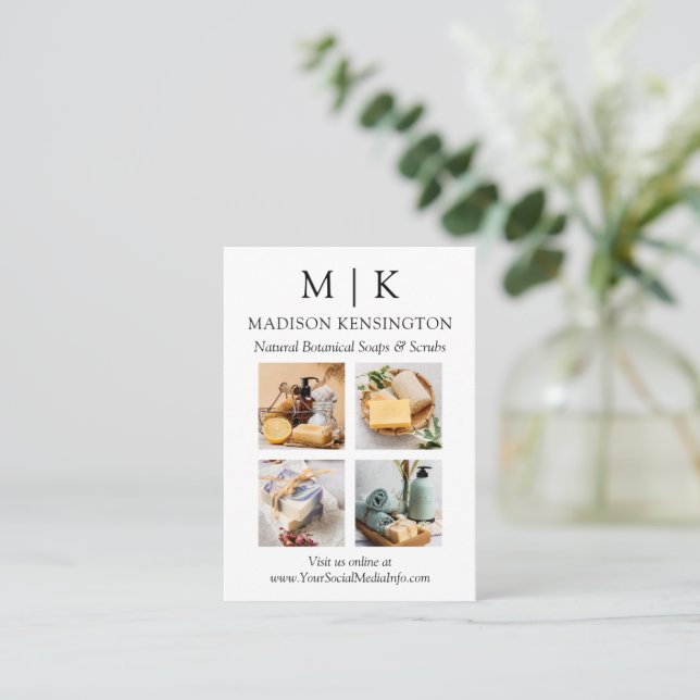 Minimalistiskt Monogram eller Lägg till Logotyp Bu Visitkort (Stående Fram)