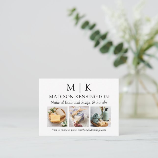 Minimalistiskt Monogram eller Lägg till Logotyp Bu Visitkort (Stående Fram)