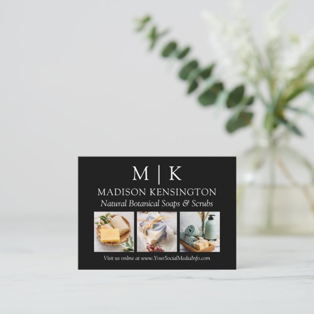 Minimalistiskt Monogram eller Lägg till Logotyp Bu Visitkort (Stående Fram)