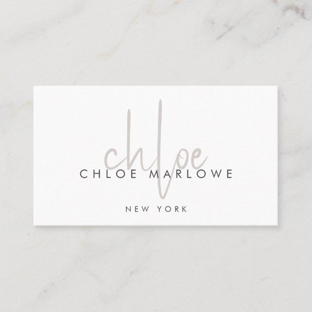 Minimalistiskt monogram för chic Hair Stylist Visitkort (Framsida)