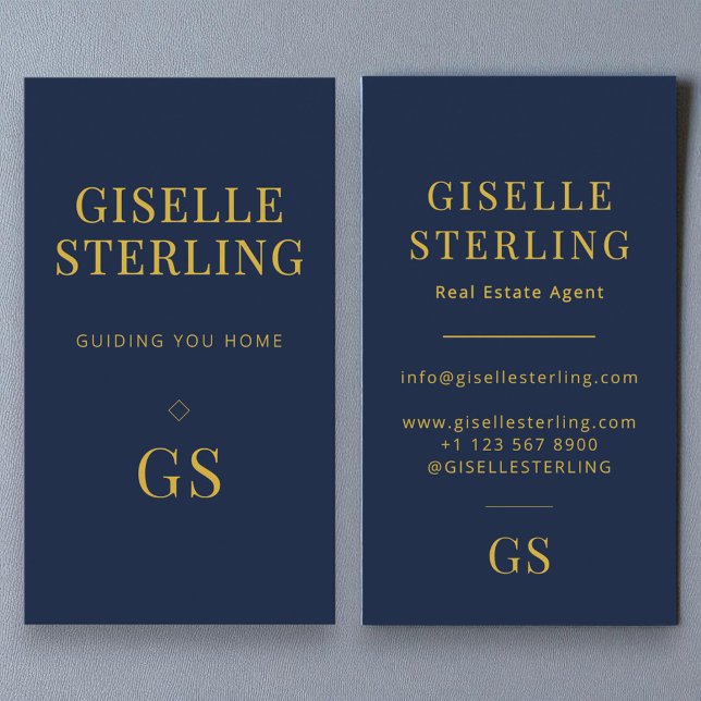 Minimalistiskt Monogram för marinblått riktigt God Visitkort (Skapare uppladdad)