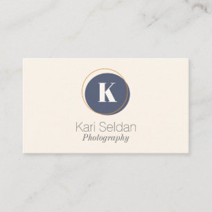 Minimalistiskt monogram för marint blått gräs visitkort