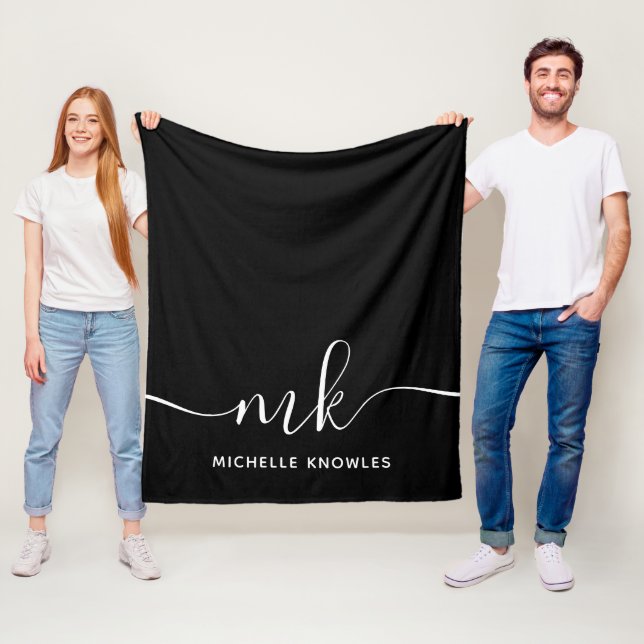 Minimalistiskt Monogram för snyggt Elegant och Nam Fleecefilt (På plats)