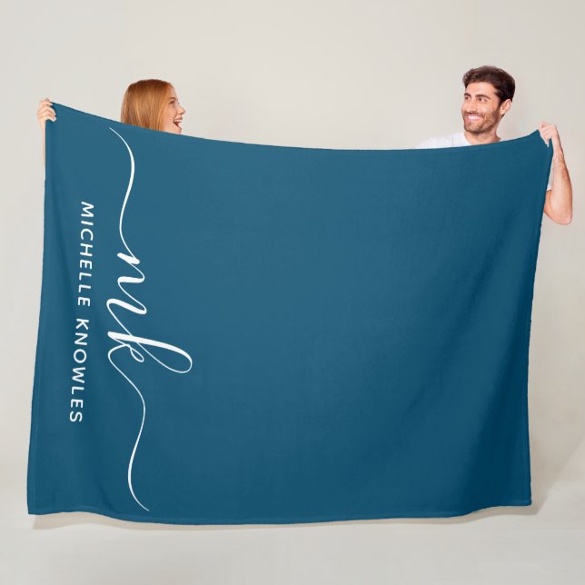 Minimalistiskt Monogram för snyggt Elegant och Nam Fleecefilt (På plats)