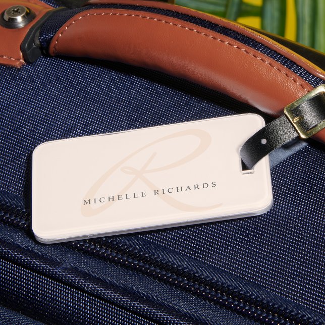 Minimalistiskt monogram för viskper Rosa-Elegant Bagagebricka (Skapare uppladdad)