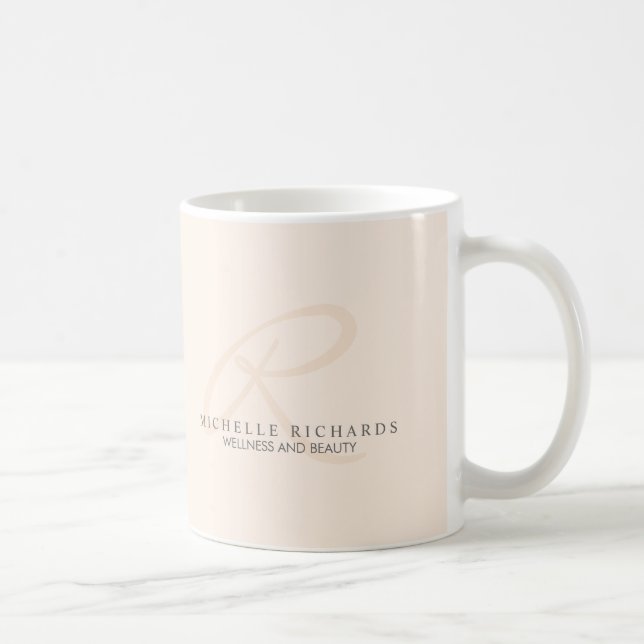 Minimalistiskt monogram för viskper Rosa-Elegant Kaffemugg (Höger)