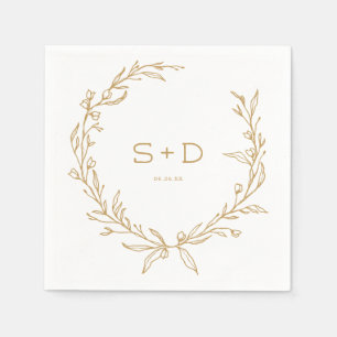 Minimalistiskt Monogram Formellt Bröllop Cocktail  Pappersservett