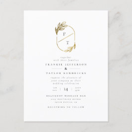 Minimalistiskt monogram | Foto för Bröllop i guld- Inbjudan Vykort