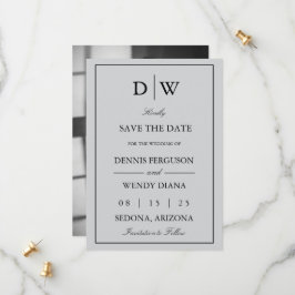 Minimalistiskt Monogram Foto Spara Datumet