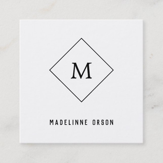 Minimalistiskt monogram fyrkantigt visitkort (Framsida)