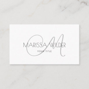 Minimalistiskt monogram Grått White-skript Visitkort