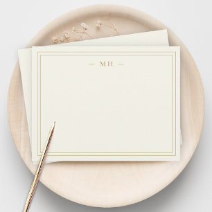 Minimalistiskt monogram Guld 2 Gräns Anteckningskort
