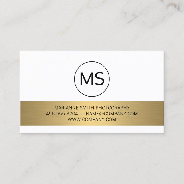Minimalistiskt/monogram/Guld Pub Metallic Visitkort (Framsida)