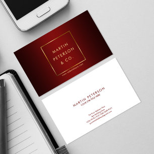 Minimalistiskt monogram Guld Ram på Elegant Red Visitkort