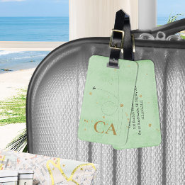 Minimalistiskt Monogram Guld Sage Grönt-flygplan Bagagebricka