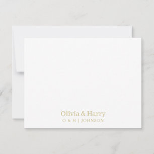 Minimalistiskt Monogram Guld White Bröllop-anteckn Anteckningskort