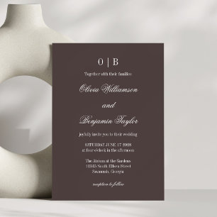 Minimalistiskt monogram klassiskt kaffe Brown Bröl Inbjudningar