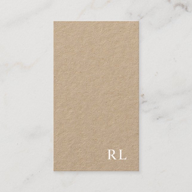 Minimalistiskt Monogram Kraft-Affärskort Visitkort (Framsida)