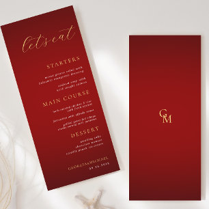 Minimalistiskt Monogram Låt oss Eat Red & Guld Brö Meny