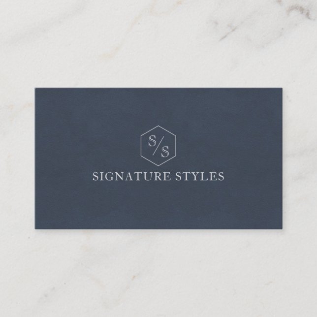 Minimalistiskt Monogram | Midnattsblå Visitkort (Framsida)