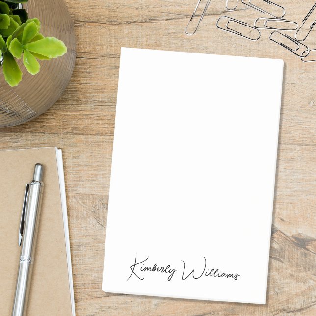Minimalistiskt monogram Modern Namnteckning skript Post-it Block (Skapare uppladdad)